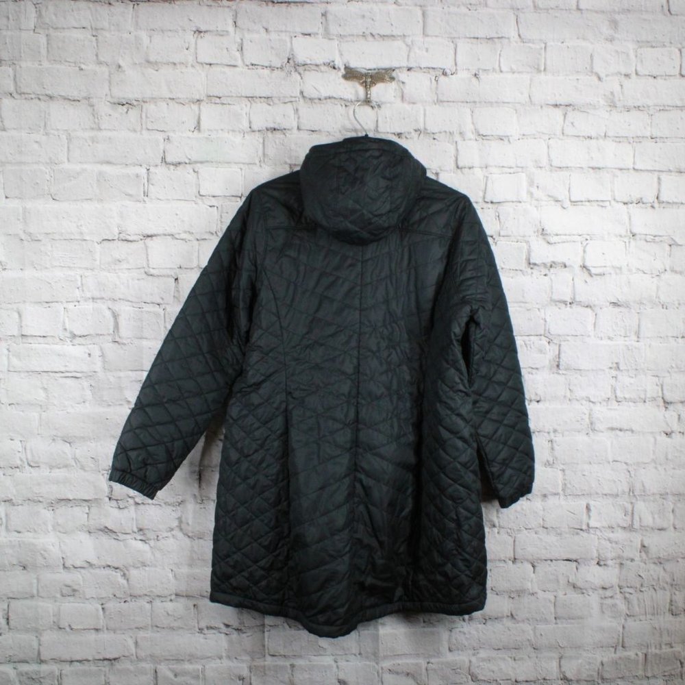 LL Bean Black Polyester Lined Insulated Winter Hooded Coat Jacket Size 1X Plus - Picture 6 of 7